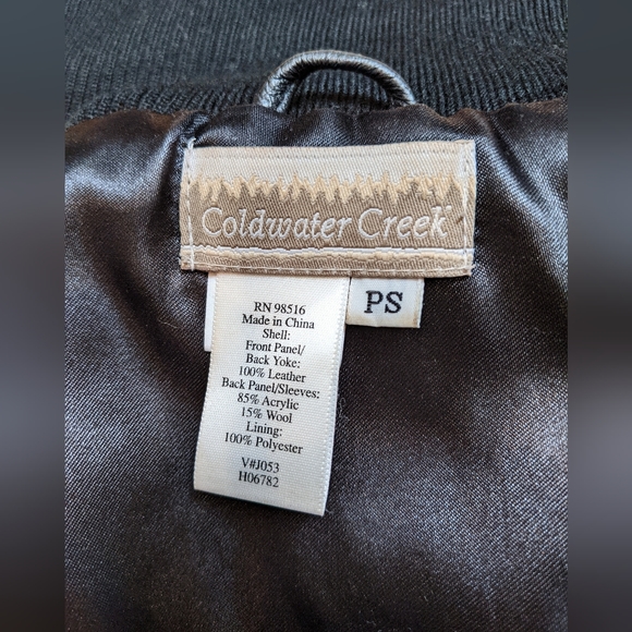Coldwater Creek black leather Jacket with knit back Petite Small size moto cute - Picture 6 of 7